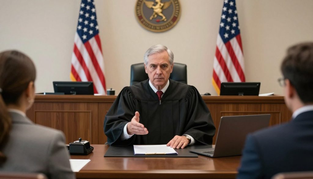 Juez de inmigración emitiendo una decisión en la Corte de Inmigración en Los Ángeles