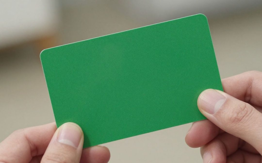 Tarjeta verde en mano, esperanza de inmigración.